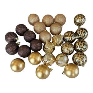26 Shatterproof 2.25" Christmas Tree Ornaments Gold Cheetah Glitter Assortment